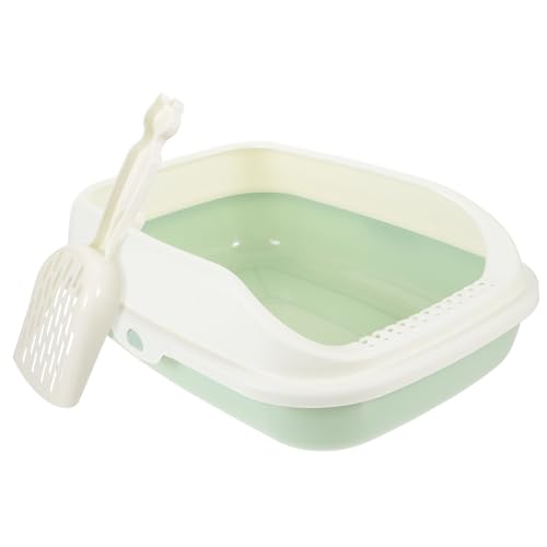 MERRYHAPY 1 Set-Box Katzentoilette streuwanne abfallbehälter wurfbox für Katzen Katzenklo für den Innenbereich trashcan hohe Seitentoiletten für Katzen Katze Bettpfanne Plastik Light Green von MERRYHAPY