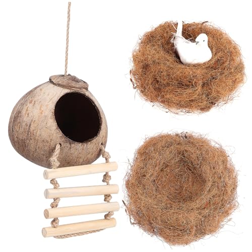 MERRYHAPY 1 Set Kolibri Vögel Sittich Bett Vogel Hängehaus Kokosnuss Papagei Fink Nest Vogelkäfig Käfig Verstecken von MERRYHAPY