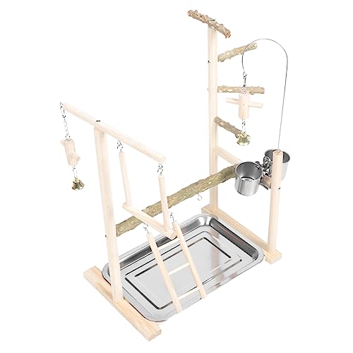 MERRYHAPY 1 Set Papagei Stehende Stick Food Bowl Stütze Rack Swang Bird Ladder Glocke von MERRYHAPY