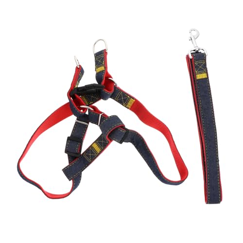 MERRYHAPY Verstellbares Hundegeschirr Mit Leine Robustes Pet Harness Set Für Kleine Hunde 2 Teiliges Set Mit Langer Roter Zugleine Und Bequemer Atmungsaktiver Weste Ideal Für von MERRYHAPY