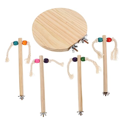 MERRYHAPY 1 Set Vogel Papageispielzeug Holz Vogel Stehender Pole Platform Perch Käfig Spielzeug von MERRYHAPY