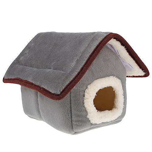 MERRYHAPY Hamsterhaus Aus Kleintier Winternest Für Hamster Und Meerschweinchen Warmes Haustiernest Für Erholsame Ruhe Und Geborgenheit Graues Design von MERRYHAPY