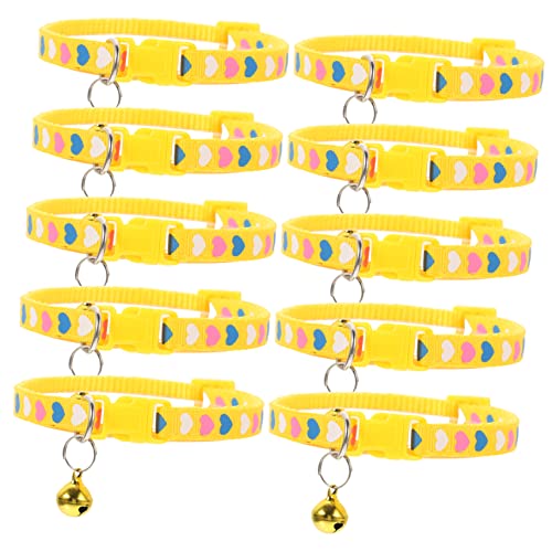 MERRYHAPY 10pcs Herzmusterkragen Dekorative Kätzchen Halsband Katzenhundkragen Herzstil Kragen Mit Glocke von MERRYHAPY