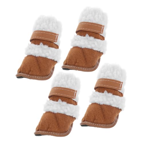 MERRYHAPY 2 Paar Schneestiefel Für Haustiere Haustierstiefel rutschfeste Hundeschuhe Welpen Warme Stiefel Hund Im Freien Stiefel Pfotenschutz Für Hunde Winterstiefel Für Haustiere Sherpa von MERRYHAPY