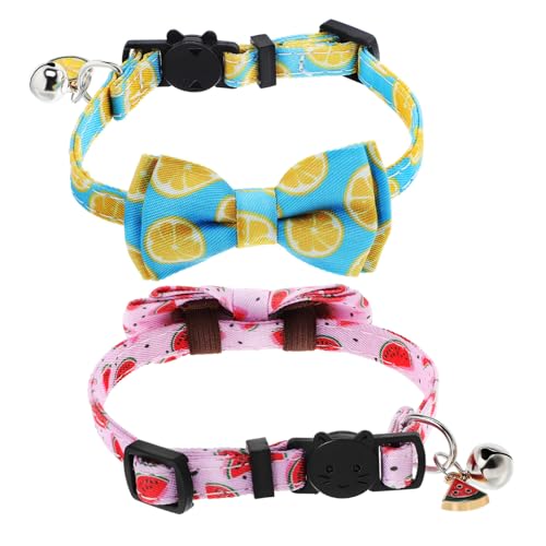 MERRYHAPY 2 STK Obsthalsband Für Haustiere Kätzchenhalsband Mädchen Kätzchenhalsband Abbrechbar Fliege Für Katzen Kätzchenhalsband Mit Glöckchen Katzenhalsband Abbrechen Polyester von MERRYHAPY