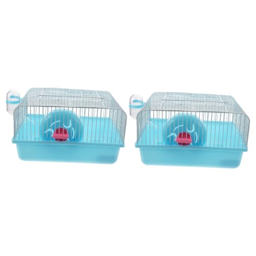 MERRYHAPY 2 Sätze Hamsterkäfig Hamsterrattenversteck meerschweinchen lebensraum Tiny House-Accessoires Hamster käfig Hamster cage Haustier-Hamster-Fall tragbare Haustiertrage Plastik Blue von MERRYHAPY