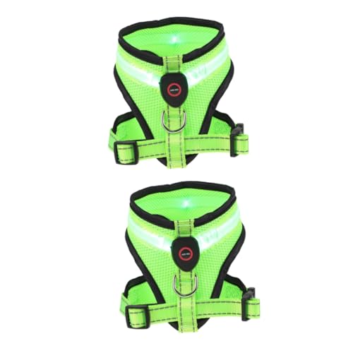 MERRYHAPY 2 Sätze Leuchtweste für Hunde Kleiner Hund Haustier gepolstertes Tanktop Praktische Hundeweste LED Hundeweste USB Hundeweste Sommer-Welpenweste leuchtende hundeweste Nylon Green von MERRYHAPY