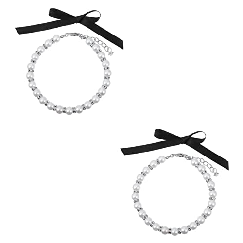 MERRYHAPY 2 Sätze Perlenhalsband Für Haustiere Katzenbedarf Hund Geburtstagskette Hundehalsband Mit Perlenkette Halsband Aus Katzenperlen Schmuckhalskette Cooler Hund Weiß Imitationsperlen von MERRYHAPY