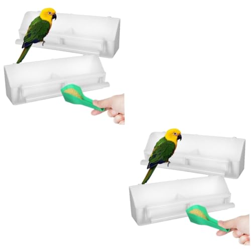 MERRYHAPY 2 Sets Käfig Futterbox Vogelfutterlöffel Vogelfutterspender Wasserspender Vogelkäfig Vogelkäfige Vogelfutterhalter Papageien Futterbecher Vogelkäfig Futterspender Vogel von MERRYHAPY