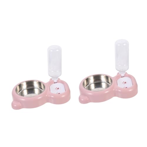 MERRYHAPY 2St Haustier Katzennapf pet Feeder pet Food Container cat Bowl Hundenapf für den täglichen Gebrauch Automatischer Katzenfutterautomat Futternapf für Katzen Boden katzennapf pp Rosa von MERRYHAPY