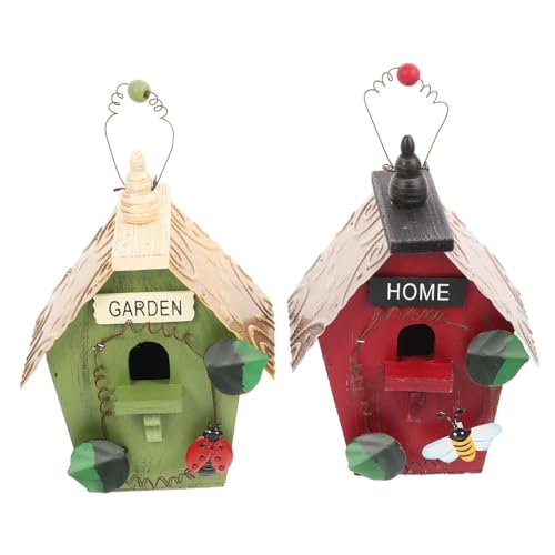 MERRYHAPY Vogelnest Nistkasten Outdoor Garten Vogelhaus Holz Naturholz Vogelhaus 2Stk Vogelnistkästen für Vögel von MERRYHAPY