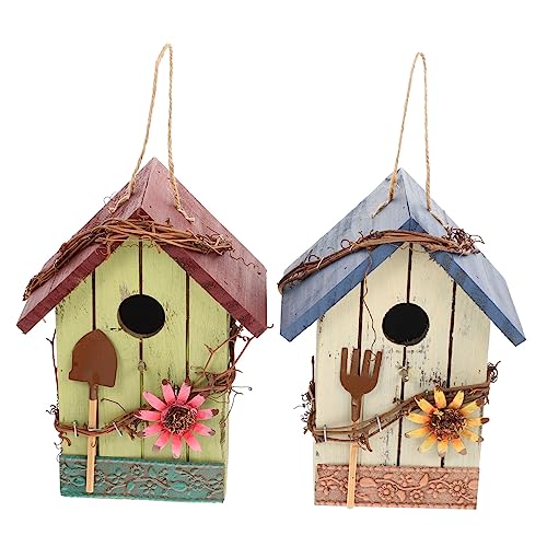 MERRYHAPY Natürliches Holz Vogelhaus Outdoor Dekorativer Vogelnistkasten für Gartenhof von MERRYHAPY