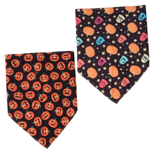 MERRYHAPY Tragbares Hunde-Bandana-Set 2-teilig dekorative Katzen-Bandanas bequem stilvoll Halloween-Haustier-Bandanas für Kätzchen von MERRYHAPY