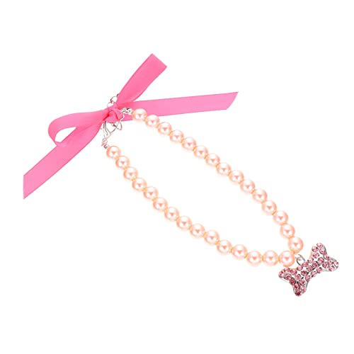 MERRYHAPY 2st Haustierhalsband Perlenkragen Katzenhalsband Aus Perlen Halskette Mit Strasssteinen Kettenhalsband Für Welpen Perlenhalsband Für Haustiere Hund Halskette Rosa Legierung Strass von MERRYHAPY