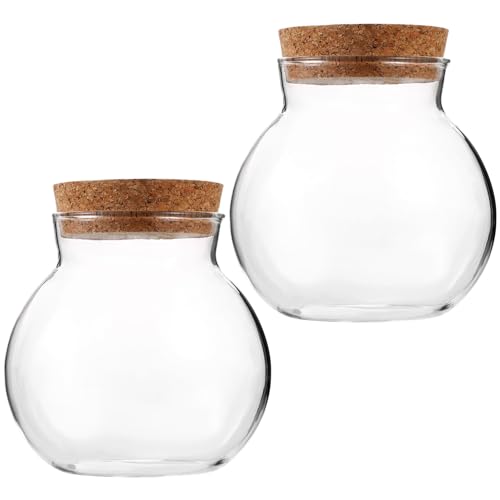 MERRYHAPY 2 Stücke Runde Glas Terrarium Container Deckel Ökologische Flasche Glas Kanister Hause Liefert Microlandscape Decor von MERRYHAPY