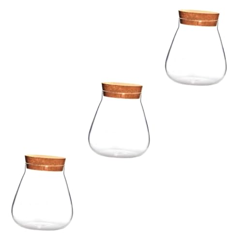 MERRYHAPY 3 STK Flasche aus Korkglas Kanisterflaschen Blase Blumenvase Krug Luft Korb pflanzenterrarium glasgefäß Glasvase Display-Topf Flasche aus Glas mit hohem Borosilikatgehalt Brown von MERRYHAPY