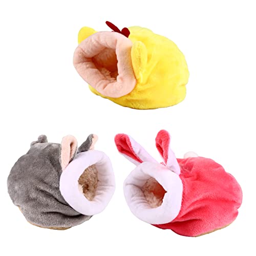 MERRYHAPY Warmes Nest-Set 3-teilig Hamsterbettwäsche Meerschweinchen Kleintiernest Haustierhöhle Bett bequem und gemütlich für den Winter von MERRYHAPY