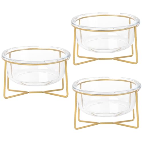 MERRYHAPY 3 STK Haustiernapf aus Glas schräger Tierfutternapf Futternäpfe für Katzen Katze Hund futternapf pet Water Bowl pet Food Container Katzennapf Futternapf für Haustiere Eisen Weiß von MERRYHAPY