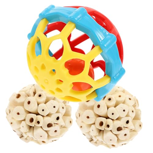 MERRYHAPY 3 STK Vogel Spielzeugball Bird Toys Vogelspielzeug Vogelball für Papageien Papageienspielzeug Vogelbälle Papagei Kauspielzeug Schleifen von Schnabelkugeln Conures-Spielzeug Anlage von MERRYHAPY