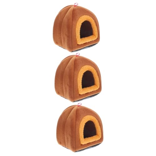 MERRYHAPY 3st Kleines Haustiernest Für Hamster Igelnester Hamsterhütte Igel Schlafen Kätzchen Warmes Bett Winterhaus Kleintierheim Ruhebetten Für Haustiere Kuschelhütte Brown Polyester von MERRYHAPY