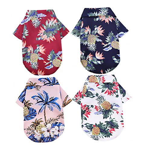 MERRYHAPY Entzückende Hawaiianische Hundekleidung 4-teilig Kurzärmeliges Hundehemd Für Cooles Haustier Button-down-Design von MERRYHAPY