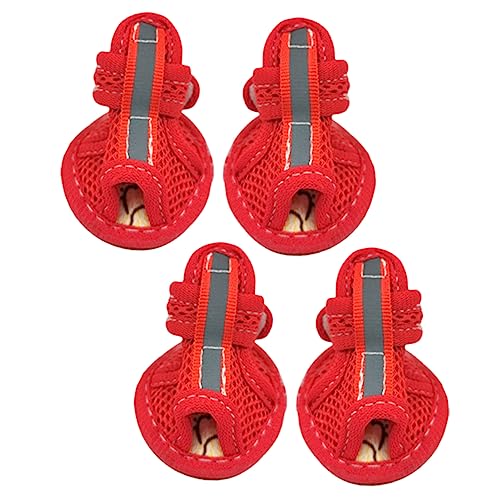 MERRYHAPY 4 Stück Haustiersandalen Kätzchen Sandalen Atmungsaktive Welpenschuhe rutschfeste Schuhe Trainingsschuhe Für Hunde Haustier Sandalen Rot Netzgewebe Für Die Rindersehnenunterseite von MERRYHAPY