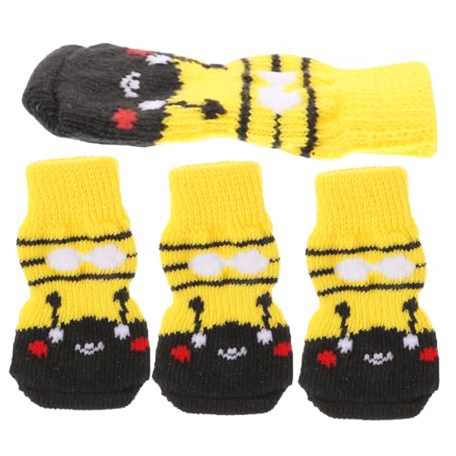 MERRYHAPY 4er-Pack Haustiersocken Pfoten Hundeschuhe rutschfeste Hundesocken für Welpen Warmer Pfotenschutz aus Baumwolle für den Winter von MERRYHAPY