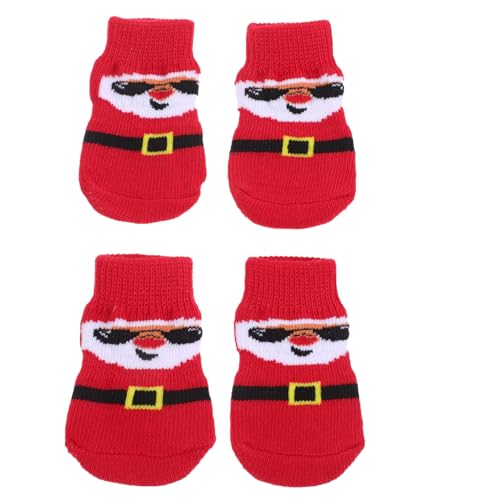 MERRYHAPY 4 Stück Haustiersocken Schuhe Hundezubehör Verschleißfeste rutschfeste Haustiersocken Kompakte Hundesocken Hundepfotenschutz Atmungsaktive rutschfeste Haustiersocken Kleine von MERRYHAPY