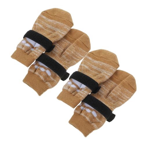 MERRYHAPY 4 Stück Hundesocken Kompakte Haustiersocken Pfotenschutz Welpenbedarf Welpenzubehör Austauschbare Haustiersocken Pfotensocken Socken Für Hunde Hundezubehör Baumwolle Coffee von MERRYHAPY