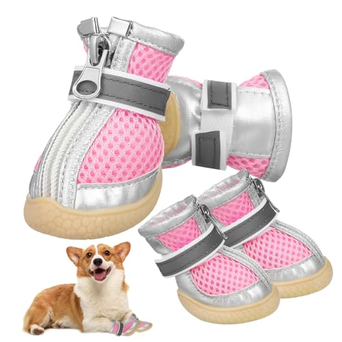 MERRYHAPY Outdoor-Haustierschuhe reflektierende Riemen 4 Paar Hundestiefel für Rassen Mesh-Pfotenschutz für den Sommer von MERRYHAPY