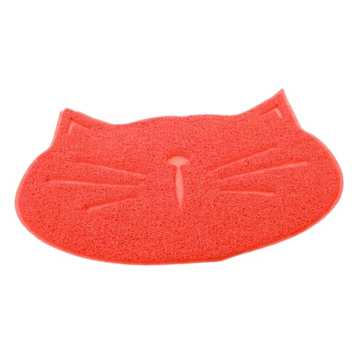 MERRYHAPY 4 Stück Matte in Katzenform Wurf Haustier Hundefutter Tischset Hundefuttermatte Katzenfutter rutschfeste Tierfuttermatten Hund Frisst Matte Waschbare Hundematten PVC Rot von MERRYHAPY