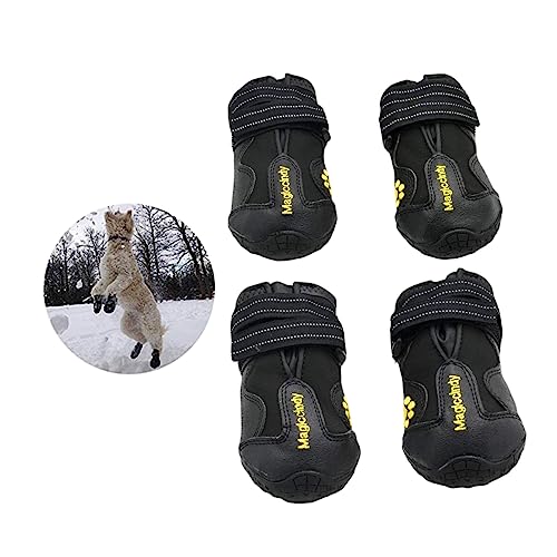 MERRYHAPY 4 Stück Winter Hundeschuhe Für Welpen Lässige Anti Rutsch Stiefel Warme Und Bequeme Hundeschuhe Größe 8 Schwarz Ideal Für Schnee Und Kalte Witterung von MERRYHAPY