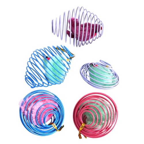 MERRYHAPY 5pcs Katzen Springspielzeug Pelzige Käfig Ratten Rolling Plaything Pet Cat Training Playthings von MERRYHAPY