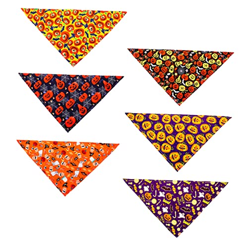 MERRYHAPY 6St Halloween-Dreiecksschal Halloween-Hundehalsband-Lätzchen Herbst Hundebandanas waschbar Halloween Hundebandana Knochen Hundetuch Haustier-Bandana Hunde Speichel Handtuch von MERRYHAPY