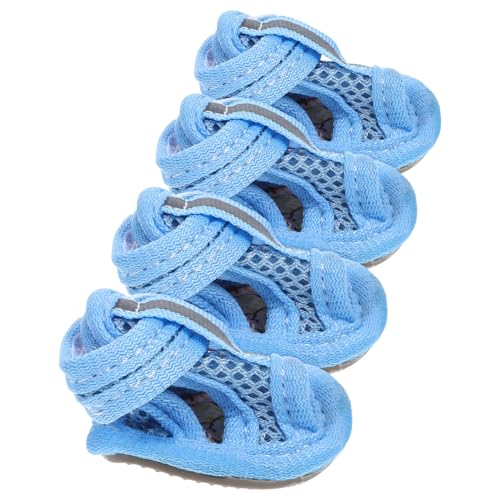 MERRYHAPY 8 STK Hundeschuhe Mesh-Stiefel für Hunde Haustier Hundepfotenbalsam Gehörschutz für Hunde Sommerschuhe für Hunde Mesh-Sandale Welpenschuhe für kleine Hunde gießen Hundesandale Blue von MERRYHAPY