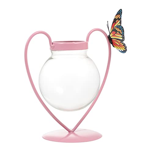 MERRYHAPY Blumentopf büroradio offic blumrntopf heusgen pflanzer herzförmige Vase Desktop-Hydrokultur-Pflanzgefäß Anlage dekoratives Pflanzenterrarium Herzdekorationen für zu Hause Glas Rosa von MERRYHAPY