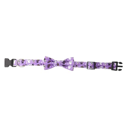 MERRYHAPY Halloween-Kragen Halloween-Dekoration Festival-katzenschleifenhalsband Verstellbares Haustierhalsband Halloween-Hund Halloween-haustierbindung Baumwolle Polyester Violett von MERRYHAPY