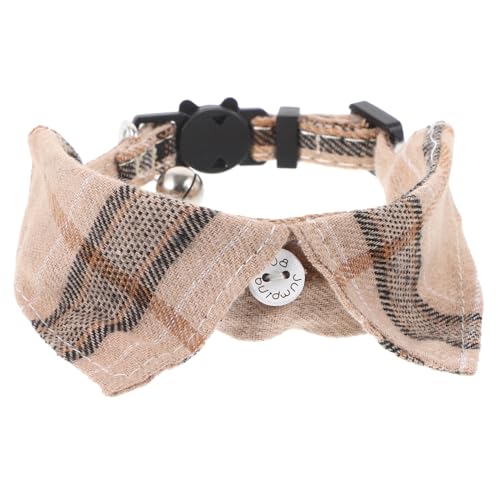 MERRYHAPY Halsband Für Haustiere Verstellbarer Kragen Für Hautfreundliches Haustierhalsband Katzenspielzeug Halter Für Katzenhalsband Glocke Cartoon-Halskette Halsband Katze Tuch Light Brown von MERRYHAPY