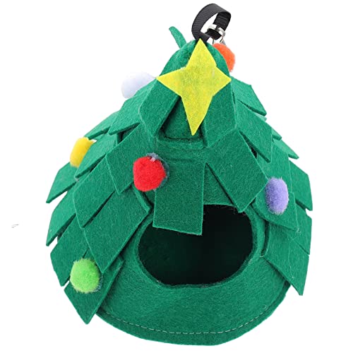 MERRYHAPY Hamster-Weihnachtsnest Kleintierhängematte Weihnachtsbaum-Haustierhaus Weihnachtsbaumform Hamster Schlafplatz Haustierkäfig-Hängematte Hamster hängendes Nest Filzstoff Green von MERRYHAPY