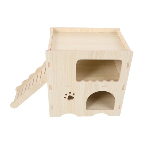 MERRYHAPY Hamsterhütte aus Massivholz Hamsterhaus meerschweinchen Schloss Meerschweinchen Rampe Hamster Spielzeug Hamster zubehör Haustier Hamster Versteck meerschweinchen versteck von MERRYHAPY