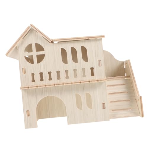 MERRYHAPY Elegantes Hamsterversteck aus Holz großes Villa- aus Holz Kletterleiter für Haustier-Hamster von MERRYHAPY