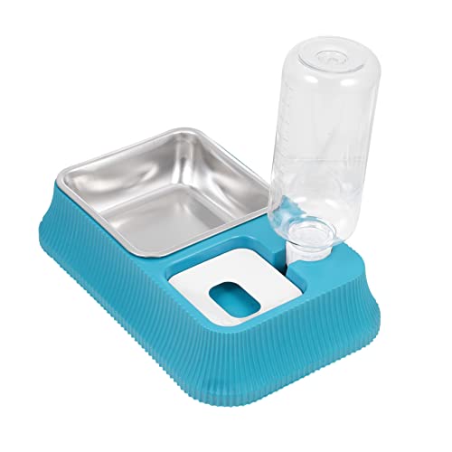 MERRYHAPY Hunde Napf Automatischer Wasserspender Für Haustiere Rutschfester Futternapf Für Hunde Und Katzen Abnehmbarer Futterbehälter Dunkelblau Ideal Für Den Innenbereich Anti Fall Design von MERRYHAPY