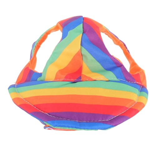 MERRYHAPY Modische Hunde-/Katzenmütze Regenbogen-Baseballkappe für und mittelgroße Hunde und Katzen bequemer Sonnenhut mit Ohrlöchern atmungsaktives Material Haustierzubehör von MERRYHAPY