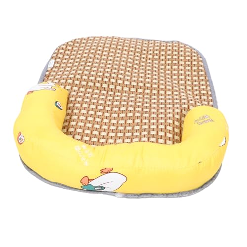 MERRYHAPY Hundehütte-Rattanmatte Schlafmatte für Katzen Kühlendes Hundebett katzenbett Katzen schlafplatz Bettmatte Kühlkissen für Hunde Schlafmatte für kleine Hunde PP Baumwolle Yellow von MERRYHAPY