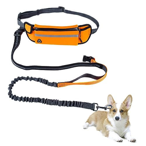 MERRYHAPY Hundeleine Mit Freihändiger Hüfttasche Für Laufen Spazierengehen Und Wandern Verstellbare Taille Orange Ideal Für Aktive Hundehalter Und Hundetraining von MERRYHAPY