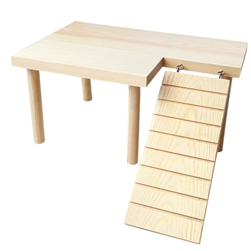 MERRYHAPY Interessantes Chinchilla Spielzeug Verschleißfeste Holzplattform Mit Leiter Zarte Treppe Für Hamster Und Nager Ideal Als Käfig Etage Für Kleintiere von MERRYHAPY