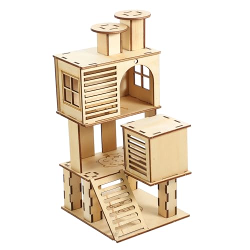 MERRYHAPY Kleintier Spielplatz Aus Hamster Kletterplattform Mit Leiter Und Rutsche Perfekt Für Hamster Igel Und Andere Kleintiere Ideales Versteck Und Für Haustiere 100% Naturnahe von MERRYHAPY