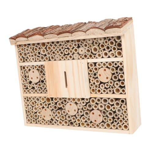 MERRYHAPY Insektenhaus Gartendekoration Bienenstockhütte Aus Holz Für Bienen Schmetterlinge Und Marienkäfer Zum Nisten von MERRYHAPY