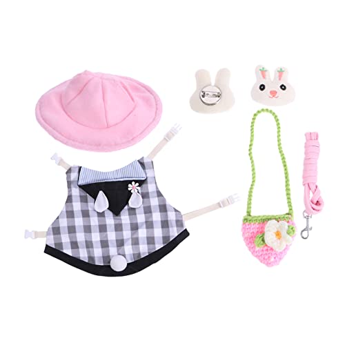 MERRYHAPY Haustierweste Geschirr Leine Set für Kaninchen und Hamster Outfit mit Hut Tasche Haarnadel für den täglichen Partygebrauch von MERRYHAPY