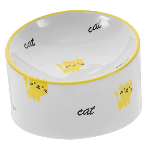 MERRYHAPY Neigbarer Katzennapf aus Keramik Hundenapf erhöhter Katzennapf Katzenfutter platt pet Water Bowl pet Bowl Katzennapf für den täglichen Gebrauch praktischer Futternapf Yellow von MERRYHAPY